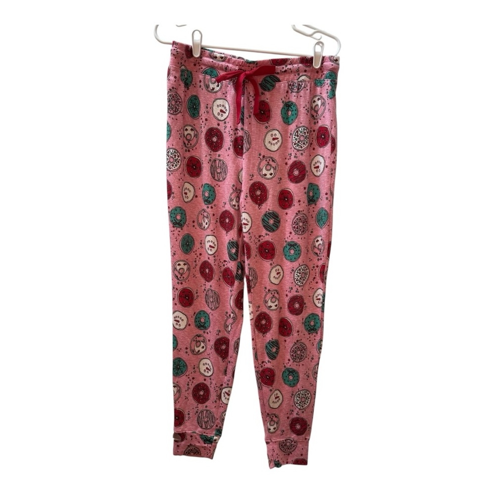 Jaclyn Intimates Christmas Holiday Pink Donut Pajama ‎ Jogger Pants Size M